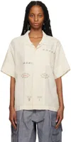 Story Mfg. Off-white Greetings Shirt In Sampler Hand Embroid