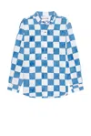 Story Mfg. Story Mfg Front Button Casual Shirt With Checkered Pattern In Arctic Checker
