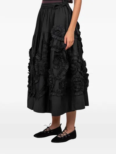 Story Mfg. Orbit Ruffled Midi Skirt In Black