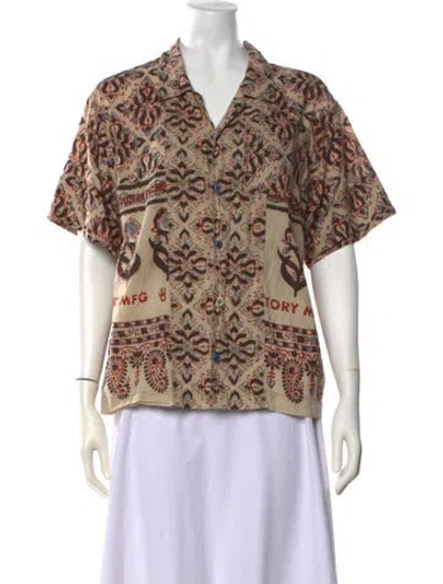 Pre-owned Story Mfg. Paisley Print V-neck Button-up Top In Multicolor