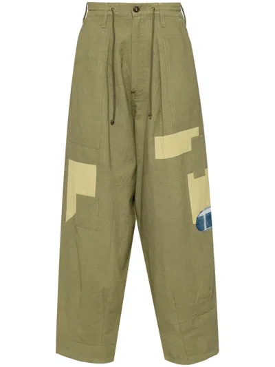Story Mfg. Panelled Organic Cotton Trousers In Green
