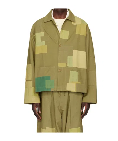 Story Mfg. Khaki Short On Time Jacket In Olive Wonky-wear
