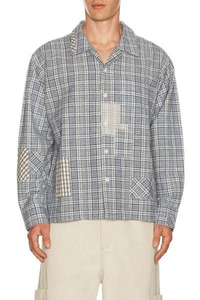 Story Mfg. Patchwork Greetings Shirt In Gray