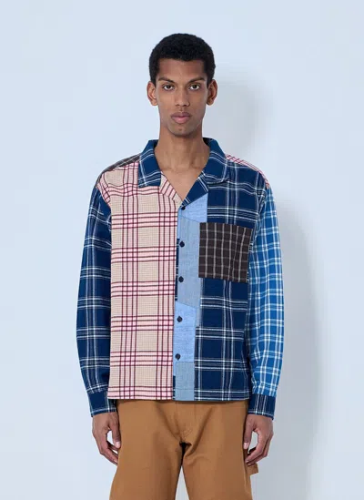 Story Mfg. Patchwork Plaid Shirt In Blue