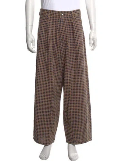 Pre-owned Story Mfg. Plaid Print Pants W/ Tags In Brown