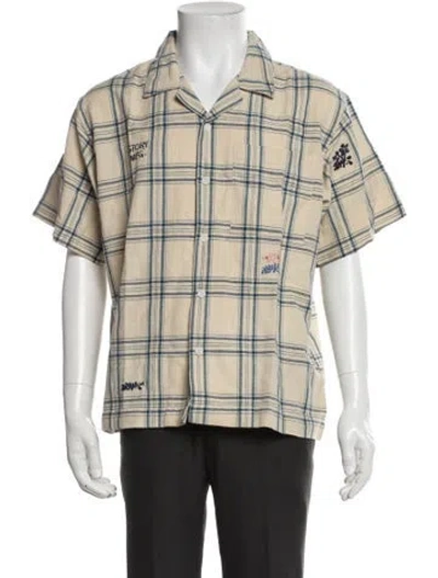 Pre-owned Story Mfg. Plaid Print Short Sleeve Shirt W/ Tags In Neutral