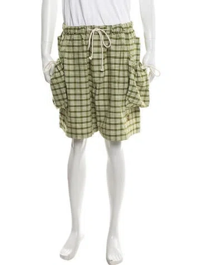 Pre-owned Story Mfg. Plaid Print Shorts W/ Tags In Green