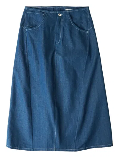 Story Mfg. Pocketed A-line Skirt In Blue