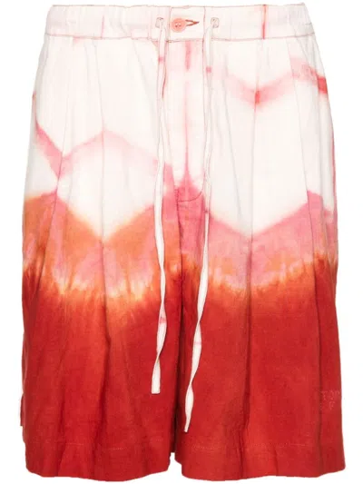 Story Mfg. Bridge Grapefruit Clamp-dye Shorts In Red