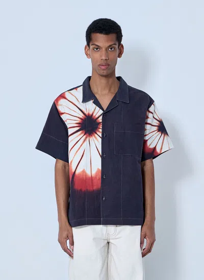 Story Mfg. Tie-dye Patch-pocket Short-sleeve Shirt In Blue
