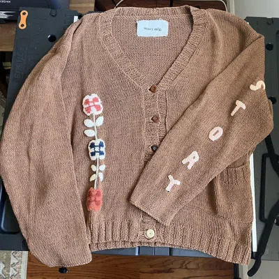 Pre-owned Story Mfg. . Twin Sun Pig Cardigan In Brown
