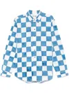 Story Mfg. Story Mfg Front Button Casual Shirt With Checkered Pattern In White