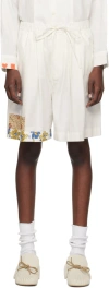 Story Mfg. White Bridge Shorts In Ecru Picnic