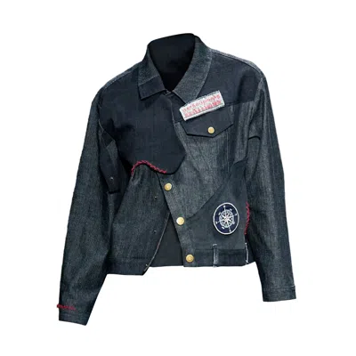 Story Wear Women's Black Dog Asymmetric Jacket In Blue