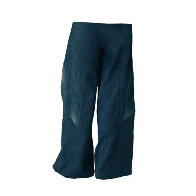 Story Wear Women's Blue Knit-like Denim Wide-leg Pants - Men's