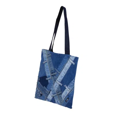 Story Wear Women's Blue Patchwork Denim Tote Bag