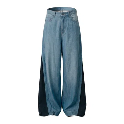 Story Wear Women's Blue Sleepy Tofu Block Colour Wide Pants