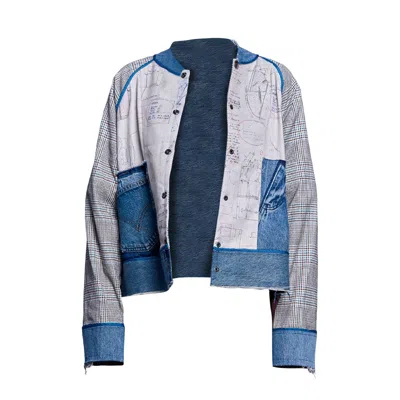 Story Wear Women's Reversible Baseball Jacket - Ivory Houndstooth In Multi