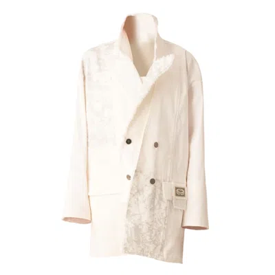 Story Wear Women's White Reversible Patchwork Blazer