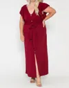 Storyteller Plus Size V Neck Maxi Dress In Wine In Pink