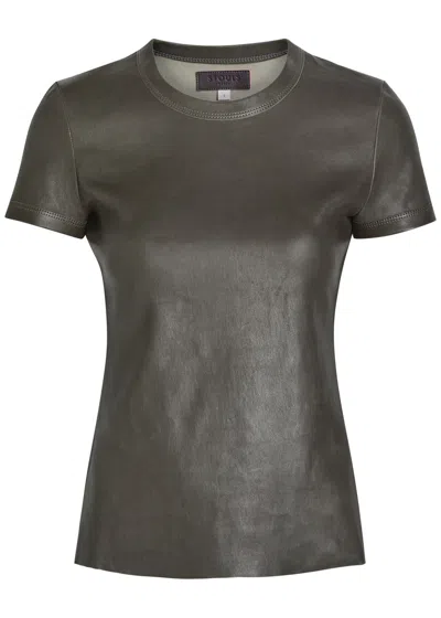 Stouls 05 Stretch-leather T-shirt In Gray