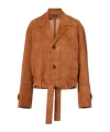 Stouls Alfi Belted Cropped Suede Jacket In Brown
