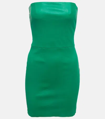 Stouls Amina Strapless Leather Minidress In Mint