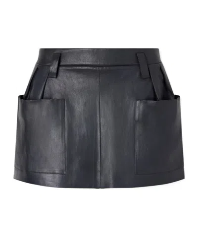Stouls Anastasia Pleated Leather Mini Skirt In Black