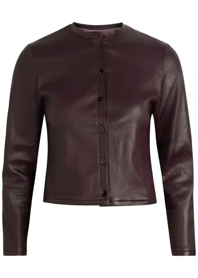 Stouls Astrid 25 Stretch-leather Cardigan In Brown