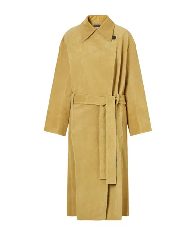 Stouls Wyatt Belted Corduroy Suede Coat In Yellow