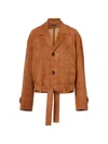 Stouls Alfi Belted Cropped Suede Jacket In Brown