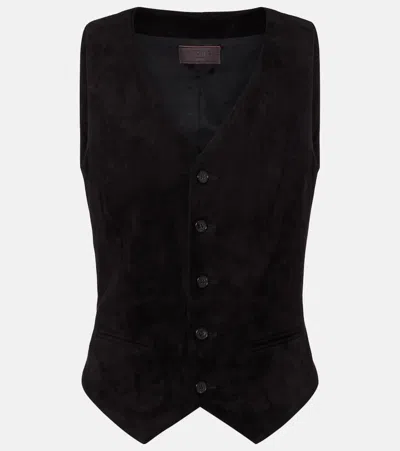 Stouls Capone Suede Vest In Black