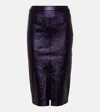 Stouls Carmen Metallic Leather Midi Skirt In Blue