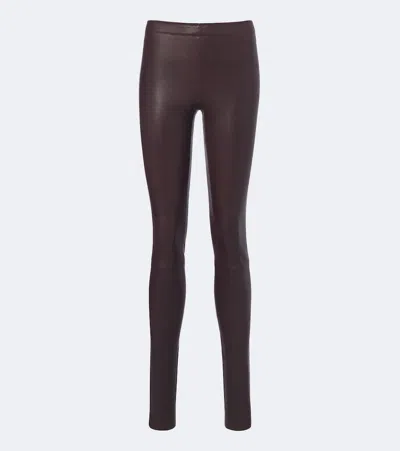 Stouls Carolyn Leather Leggings In Burgundy