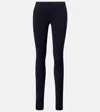 Stouls Carolyn Mid-rise Suede Leggings In Blue