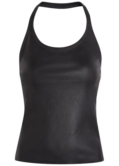 Stouls Cherry Halterneck Stretch-leather Top In Black