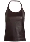Stouls Cherry Halterneck Stretch-leather Top In Brown
