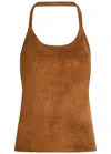 Stouls Cherry Halterneck Stretch-suede Top In Brown