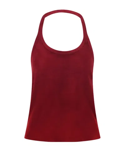 Stouls Cherry Open-back Suede Halterneck Tank In Red