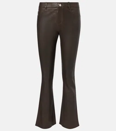 Stouls Dean 22 Leather Flared Pants In Brown