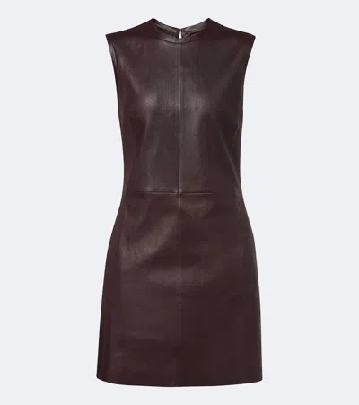 Stouls Dollie Leather Paneled Mini Dress In Burgundy