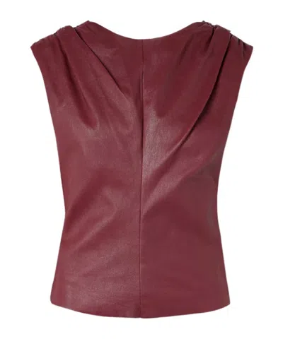 Stouls Dolores Gathered Leather Top In Burgundy