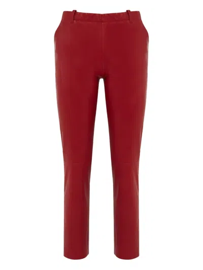 Stouls Elasticated-waistband Leather Trousers In Red