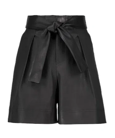 Stouls Eloise Leather Paperbag Shorts In Black