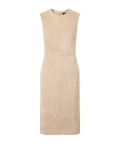Stouls Eva Paneled Suede Midi Dress In Neutral