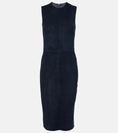 Stouls Eva Suede Midi Dress In Blue