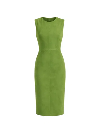 Stouls Evita Suede Maxi Dress In Green