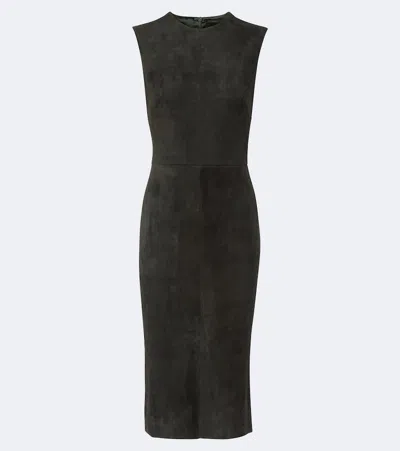 Stouls Evita Suede Midi Dress In Green