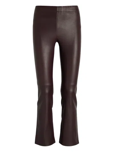Stouls Flared Leather Trousers In Brown