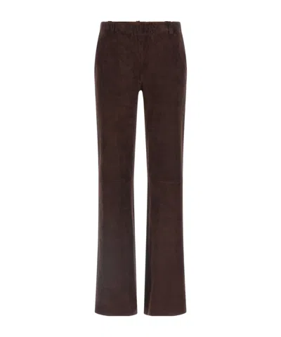 Stouls Flared Suede Trousers In Brown